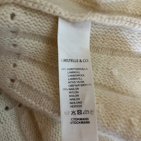 Cristelle & Co Size S? Cream Hook-Front Cardigan Sweater Wool Blend Peplum - Picture 10 of 10